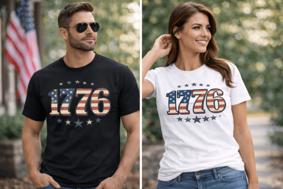 1776 Vintage Patriotic USA Flag Design: A Timeless Graphic Asset