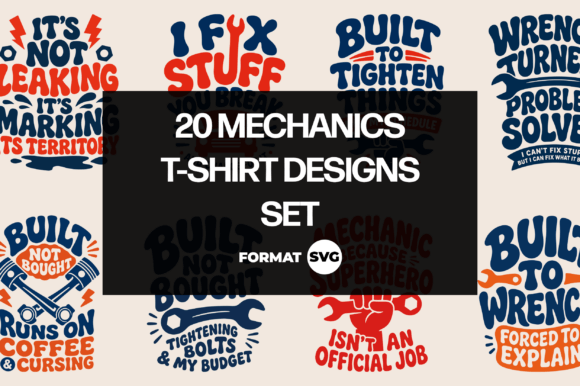 20 Mechanic SVG Design Bundle: Fuel Your Creative Projects