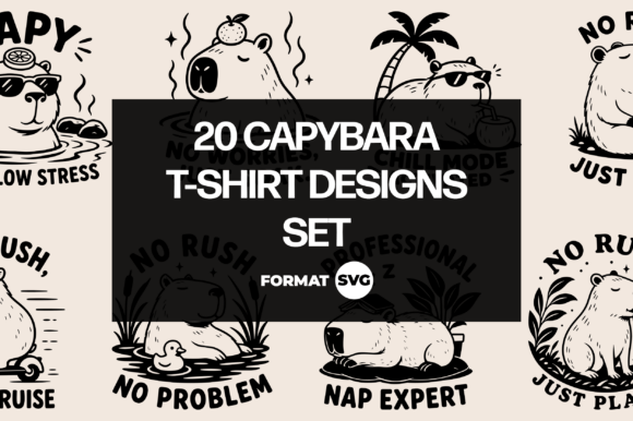 Chill Vibes: The 20 Capybara Chill SVG Design Set
