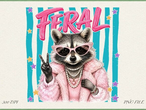 Feral Raccoon Cute Funny PNG Design for Creative Projects