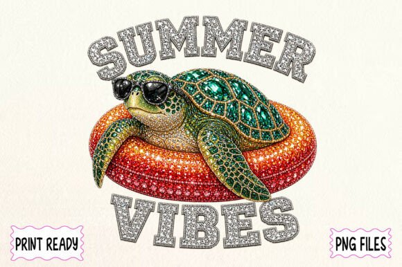 Funny Turtle Summer PNG: A Sparkling Design Asset
