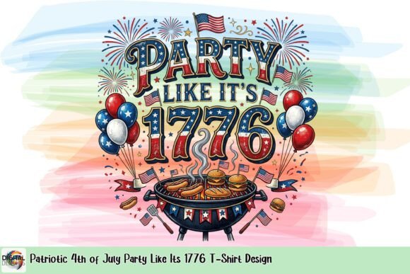 Patriotic 4th of July Party Like Its 1776 T-Shirt Design: A Visual Asset