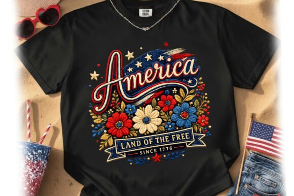 Patriotic America Floral PNG Design: A Versatile Creative Asset