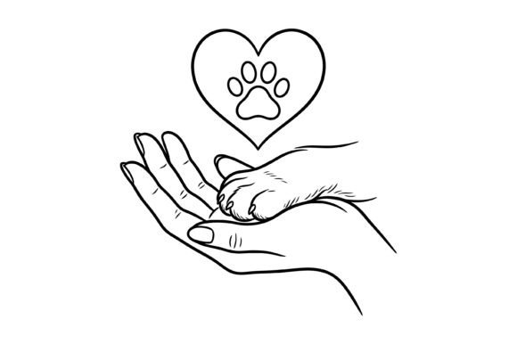 Pet Love Hand Paw Line Art Design for Modern Creators