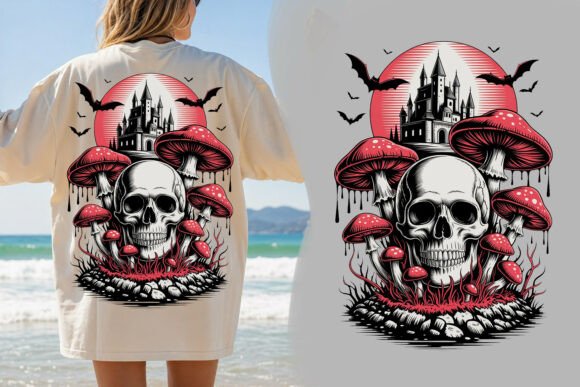 Skull Mushroom Gothic PNG Design